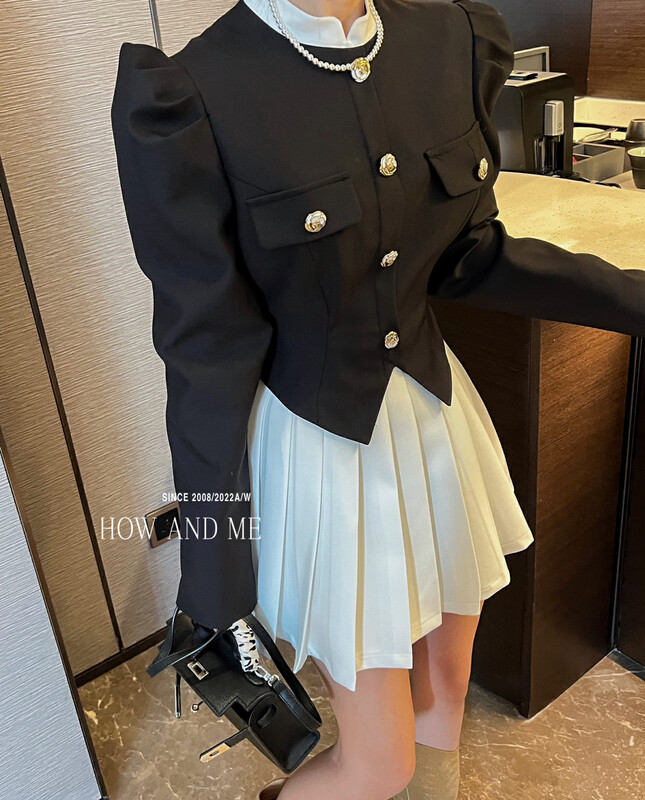 New in autumn!【 HOW AND ME Cheng Xi】Korean version of ladylike fake two-piece dress 5097# CQW