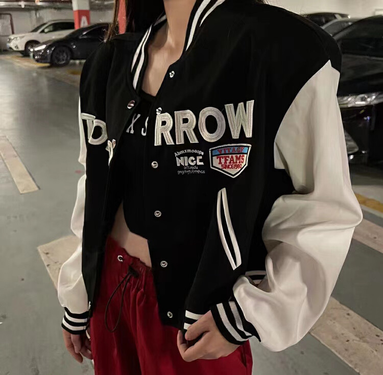 [RAINBOW] Explosive motorcycle American retro baseball uniform short jacket 09118