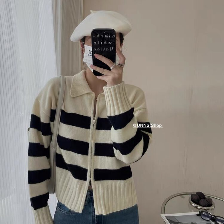 New in autumn!【SUSAN】Korean version all-match striped knitted cardigan 81797# LSW