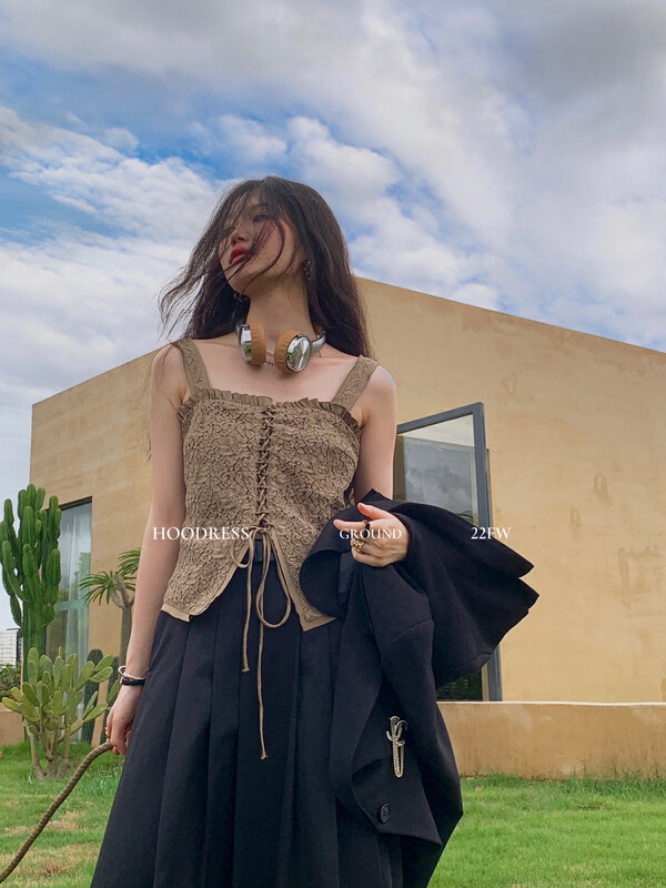 Autumn models are new! [Fire HOODRESS] high-grade strands custom tied rope lace vest / suspenders 22336# JHY