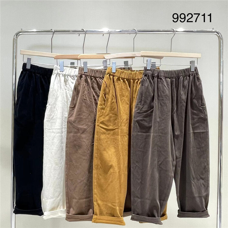New in autumn! [TWENTY printed wood] elastic waist comfortable all-match casual pants 992711# L