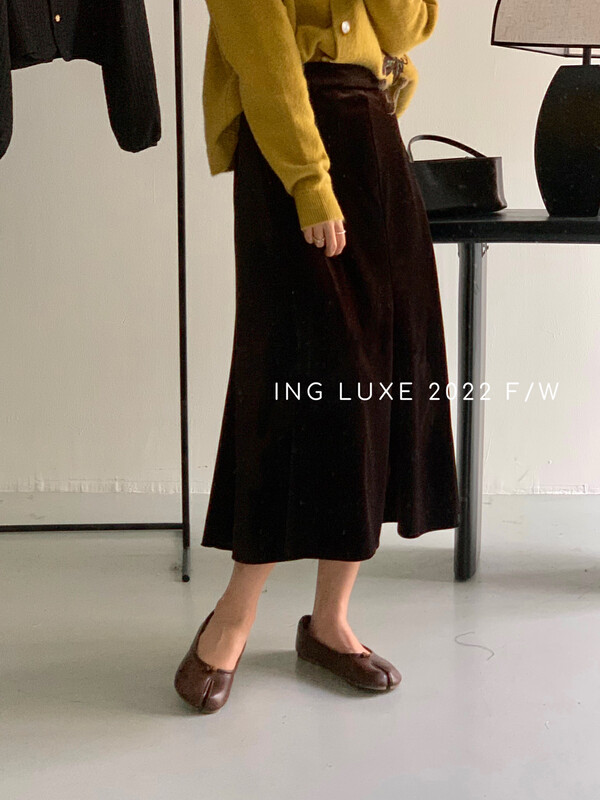 【ING】Temperament velvet fishtail design skirt ING-8183