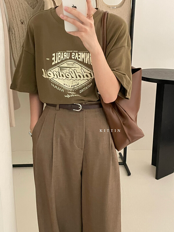 【KITTIN】Korean loose all-match short-sleeved T-shirt 3125
