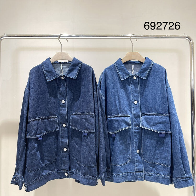 New in autumn! [TWENTY printed wood] casual simple single-breasted comfortable denim jacket 692726# L
