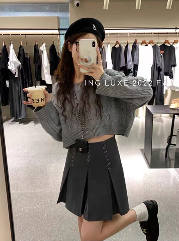 【ING】Round Neck Short Long Sleeve Solid Color Twist Warm Sweater w3707# FHX