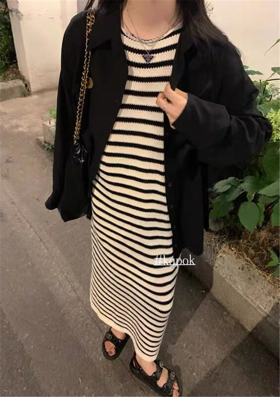 New in autumn! [SUSAN] round neck striped casual dress 91021# LSW