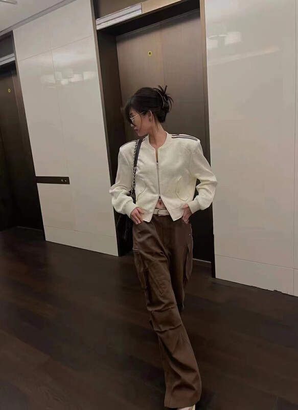 【RAINBOW】Beautiful shoulder braided small fragrant baseball short jacket 02112# FHX