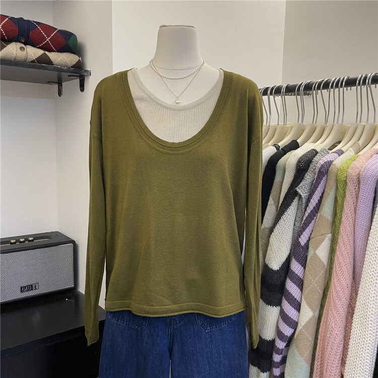 Autumn is new! [SUSAN] Lazy simple long-sleeved sweater + solid color vest suit 91017# LSW