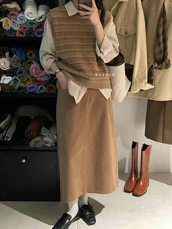 【KITTIN】Korean style brushed twill skirt 6136# FHX