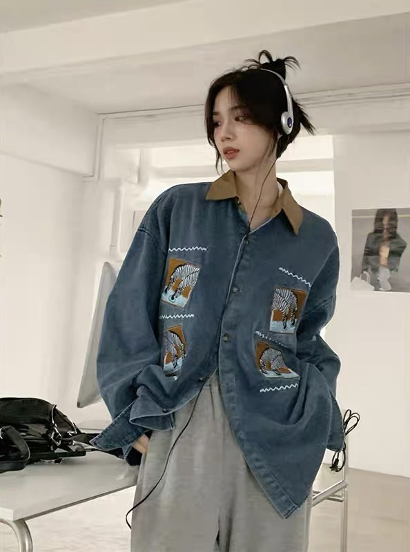 New in autumn!【LAB EEDA】Fashionable casual stitching denim jacket W31948# OZQ
