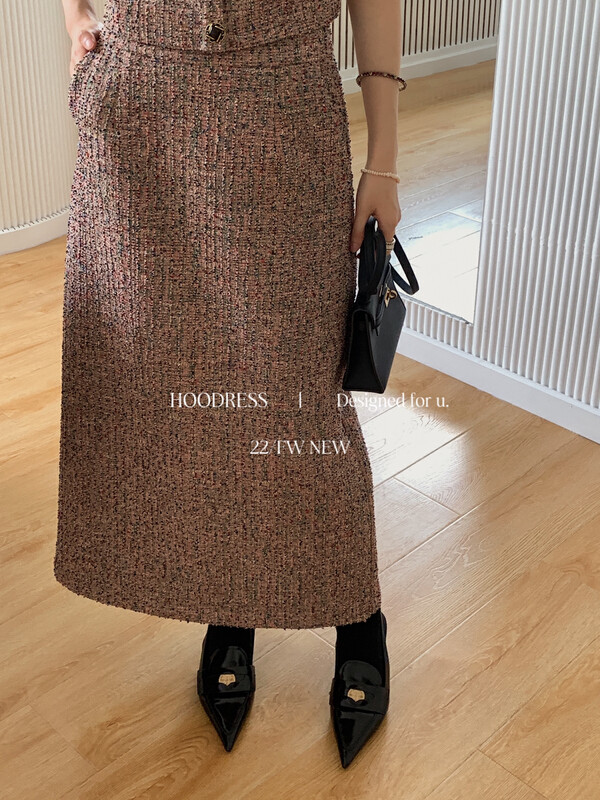 New in autumn! [Fire HOODRESS] Customized small fragrant style slit skirt 22364# JHY