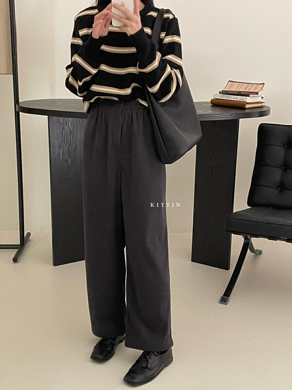 【KITTIN】Korean Corduroy Elastic Waist Casual Pants 9189