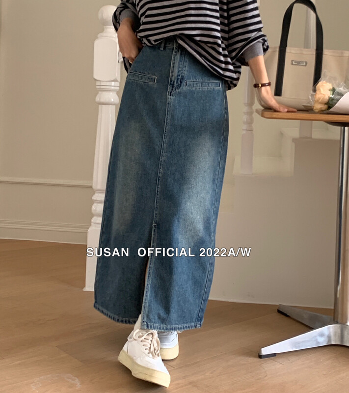 New in autumn!  【SUSAN】Casual Simple Long Denim Skirt 81230# LSW