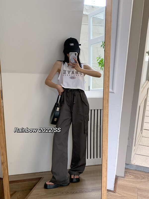 Original price 77.83! [RAINBOW] Popular hot girl net red overalls casual pants 9088# FHX