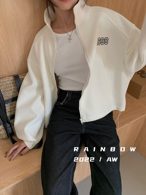 [RAINBOW] Popular all-match 1698 composite embroidered sweater short jacket 02113# FHX
