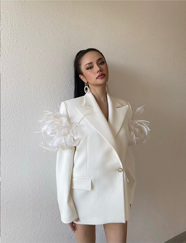 [ALALA EMELIA] Niche Design Advanced Custom Tailoring Design Feather Stitching Suit Suit L1689