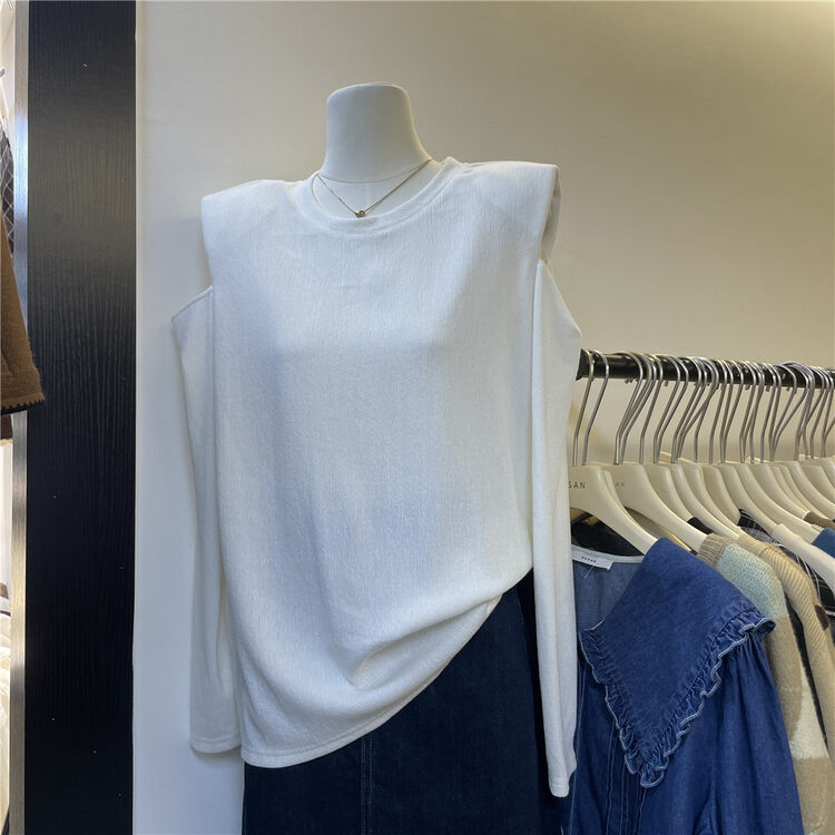 New in autumn!【SUSAN】Korean version off-the-shoulder solid color knitted sweater 81658# LSW