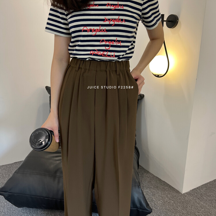 [JUICE] Korean simple casual trousers elastic F2258