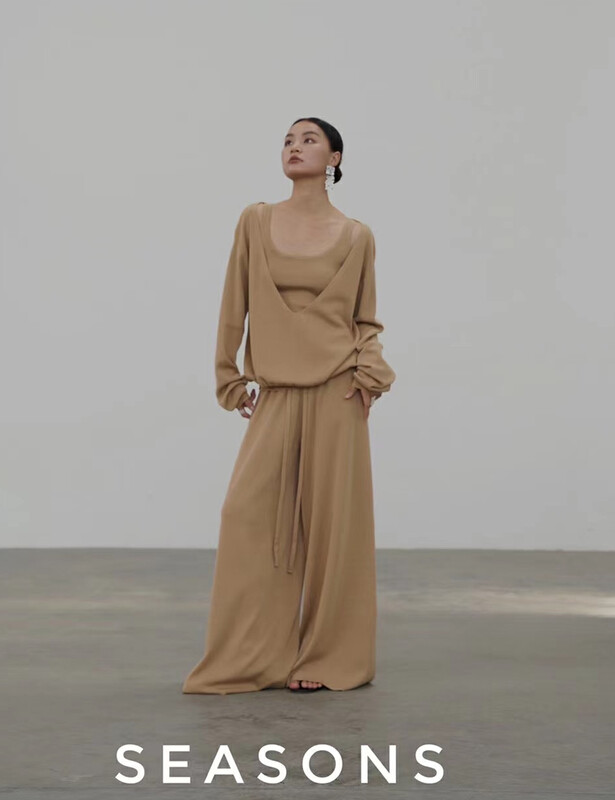New in early autumn! [SEASONS] Elastic waist loose straight casual pants 8810# XYJ