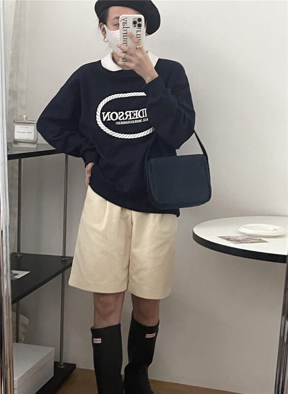 New in autumn!【FEIDING&NEW POST】Korean all-match POLO collar letter sweater NP655# CLS