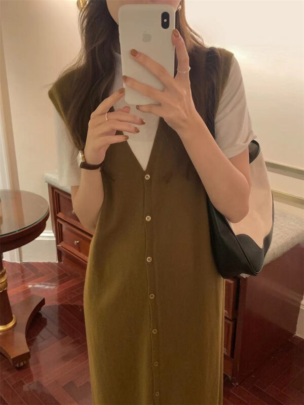 New 9 colors in autumn!  【FEIDING】Comfortable Simple Casual Long Tank Top Dress YS1-9825# CLS