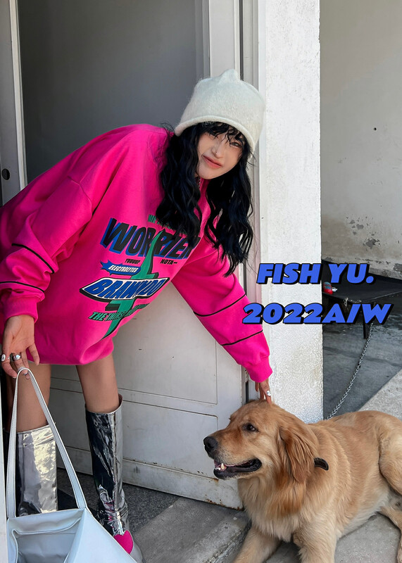 【FISH YU】Lightning letter 3D digital direct printing tide brand double-sided sweater 22388