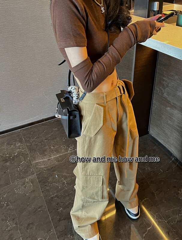 New in autumn!  【 HOW AND ME Cheng Xi】Washed Workwear Straight Casual Pants (with Detachable Belt) 5089# CQW