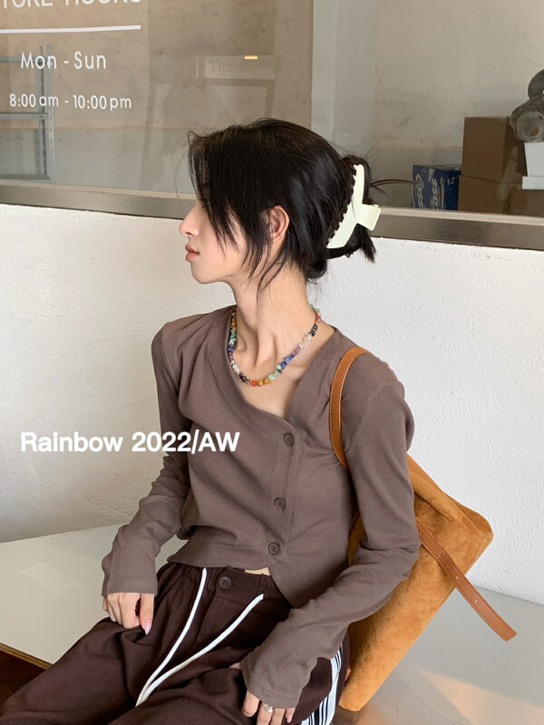 【RAINBOW】Explosive slanted collar irregular hot girl shirt 08350# FHX