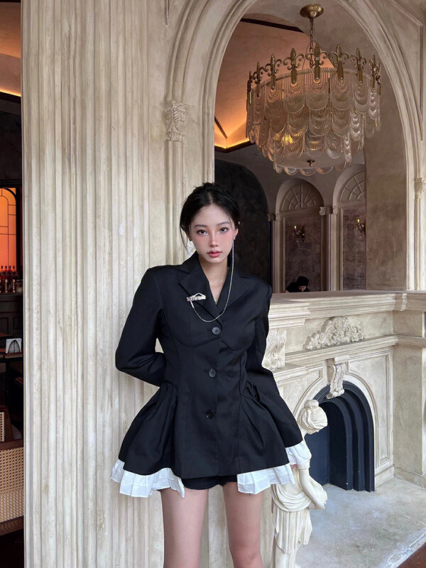 【ALALA EMELIA】Nice Haute Couture Suit Version Heavy Industry Design Standing Cut Piece Dress L2206# JHY