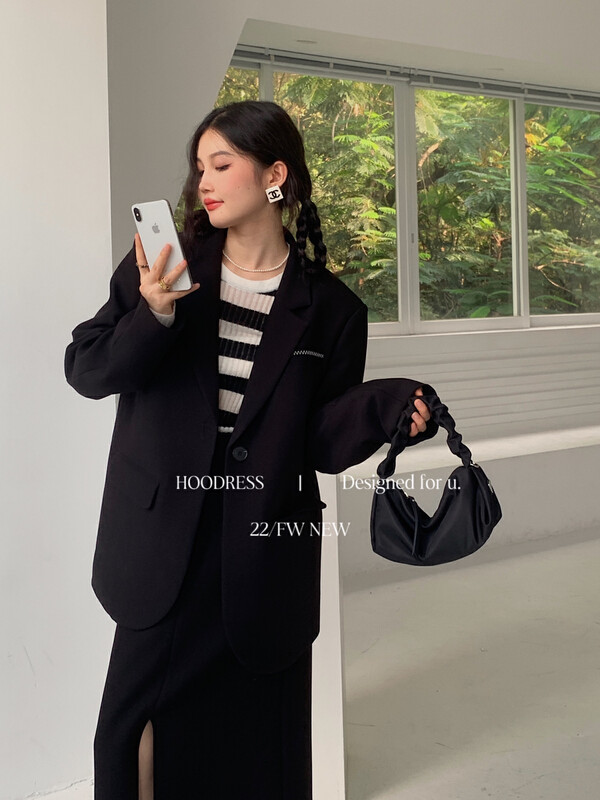 New in autumn! [Fire HOODRESS] Korean high-end temperament hand-cranked casual suit 22469# JHY