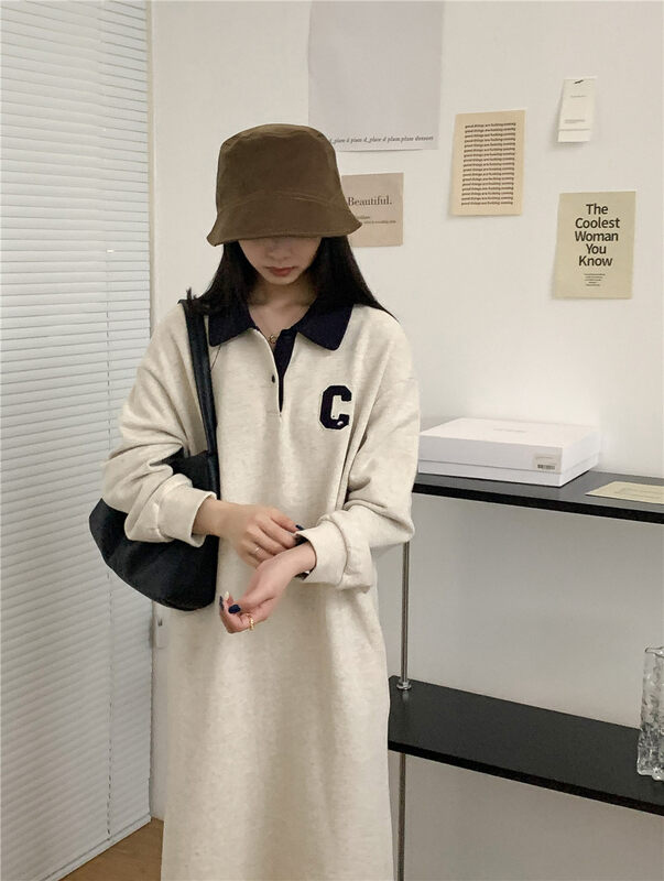 Autumn is new!【FEIDING&NEW POST】Korean loose and slim letter dress NP652# CLS