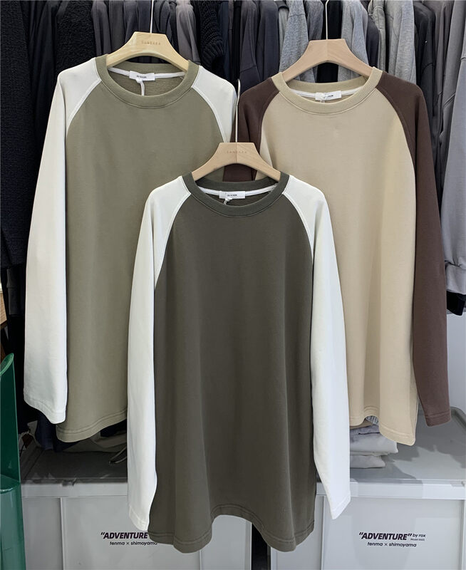 New in autumn! [SANBARA] Raglan sleeves stitching all-match sweater 9786# LSW