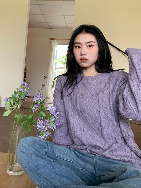 New in autumn!【LAB EEDA】Fashion casual fur ball design warm sweater M5024# OZQ