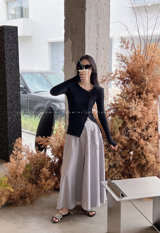 New in autumn! [TABMINI] High waist and slim striped skirt Q11309-F# WPL
