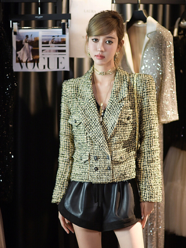 [ALLA EMELIA] Niche Haute Couture Small Fragrance Heavy Industry Design Woven Short Jacket S2177