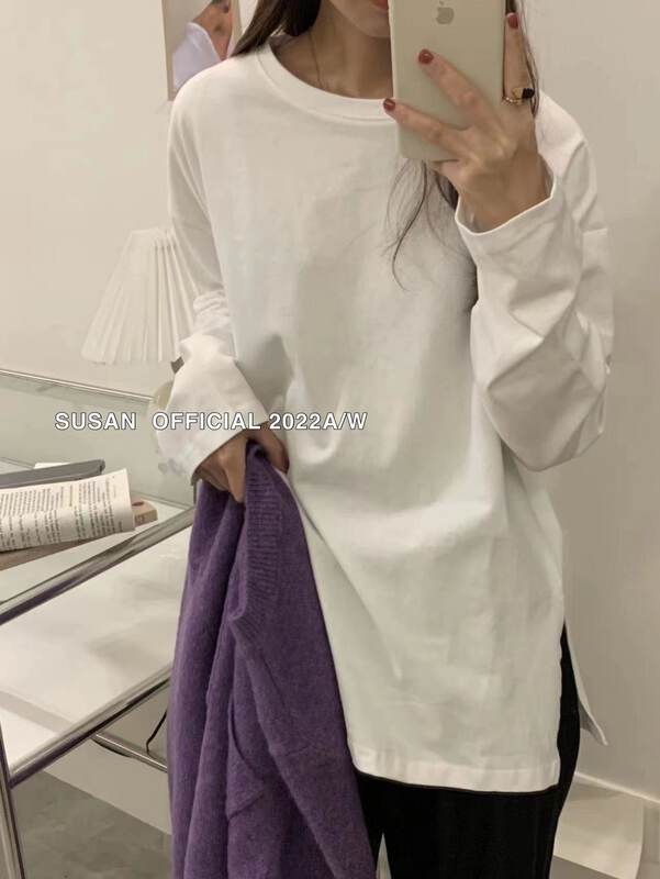 New in autumn!【SUSAN】Casual loose solid color all-match long-sleeved T-shirt YS3-1823# LSW