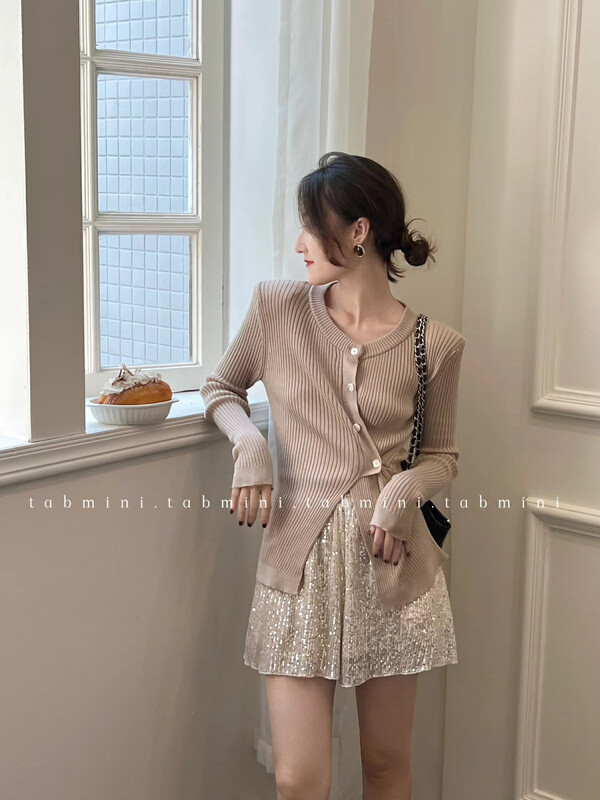 New in early autumn!  【TABMINI】Little women's high-waisted slim sequined casual shorts Q11252-G# WPL