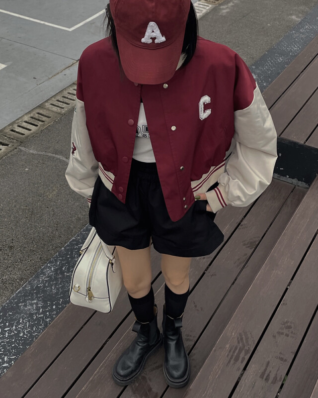 [RAINBOW] Explosive c letter hit color stitching big-name short coat 09113