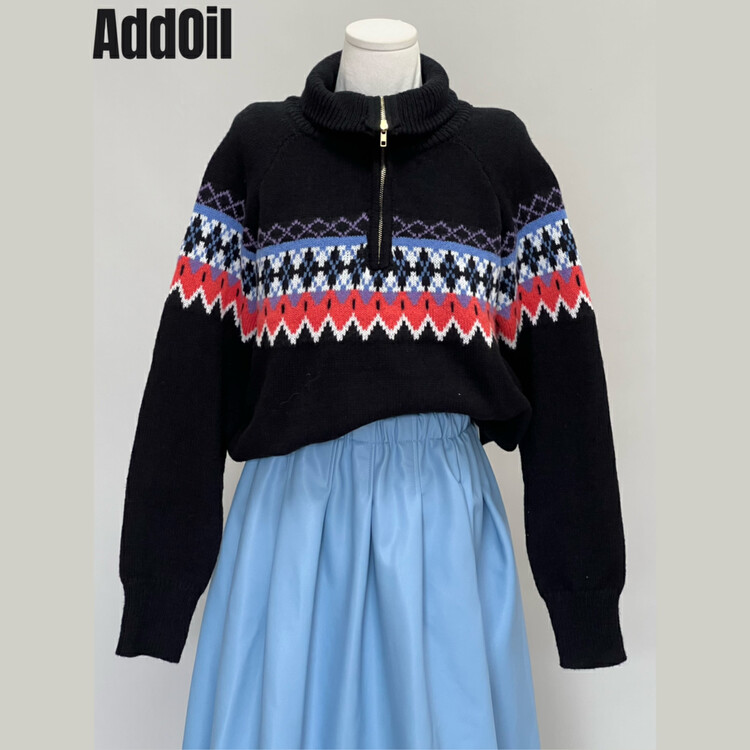 New in autumn! [ADDOIL] Fashion color matching versatile warm sweater 8223# ZXL