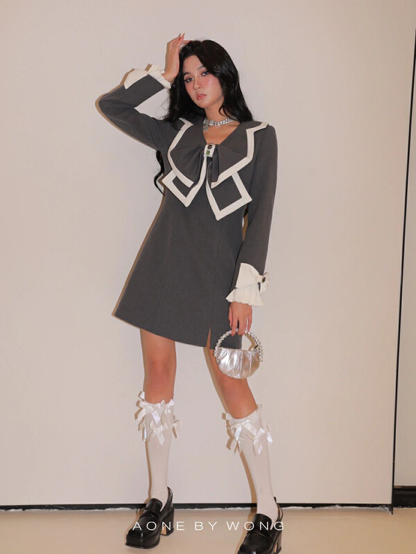 [ALALA EMELIA] Niche Haute Couture Small Fragrant Style Suit Skirt Heavy Industry Edge Dress L1905A