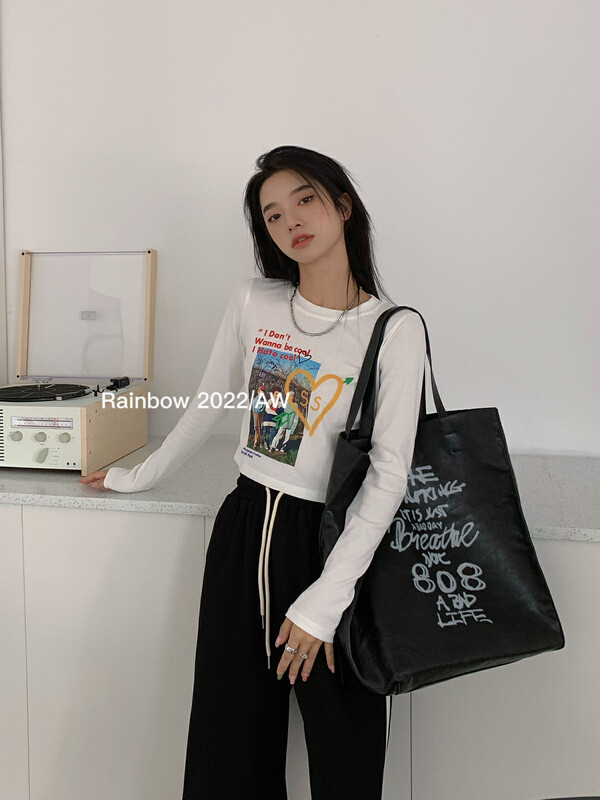【RAINBOW】Explosive love print hot girl t shirt 08333# FHX