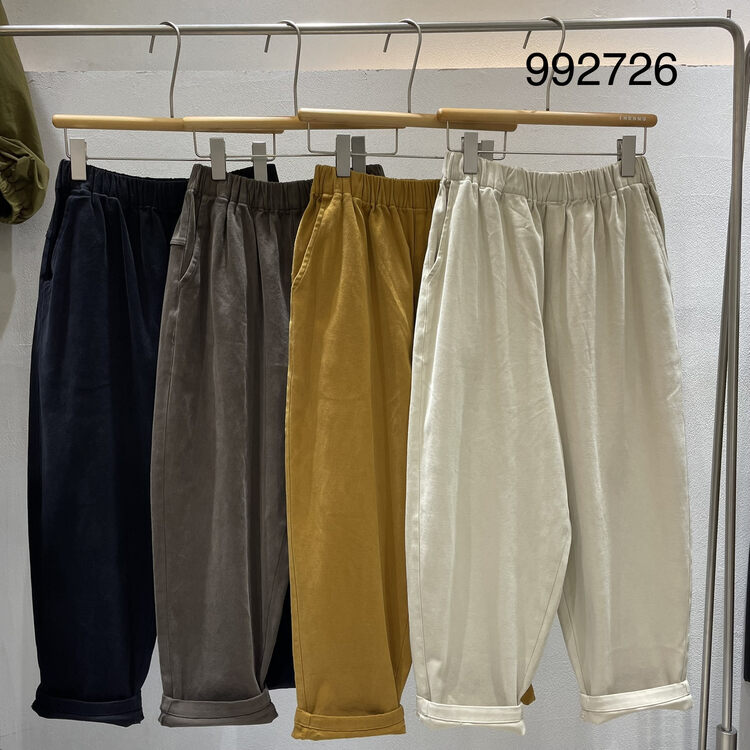 New in autumn! [TWENTY printed wood] solid color elastic waist comfortable all-match casual pants 992726# L