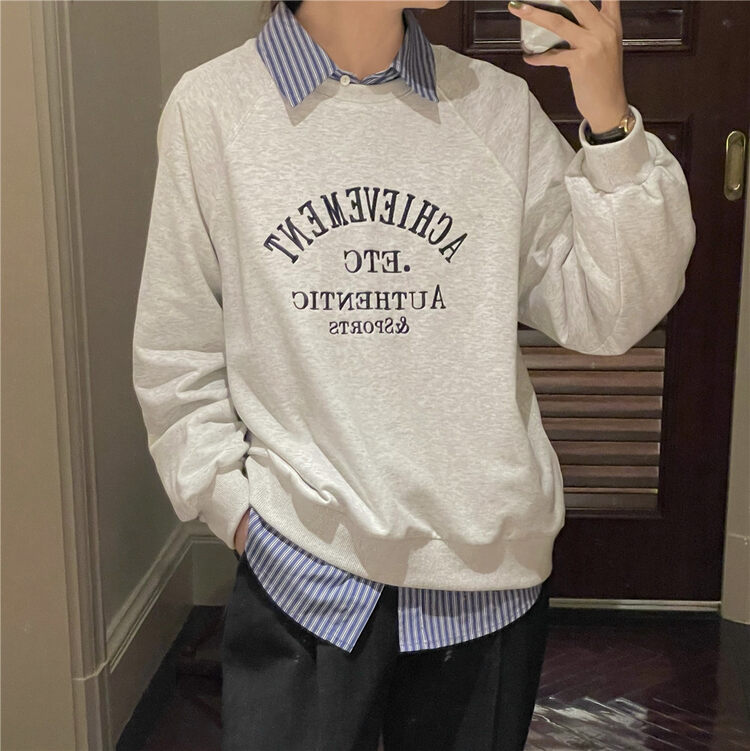 New in autumn! [FEIDING] Korean version of the all-match pullover letter casual sweater YS2-5856# CLS