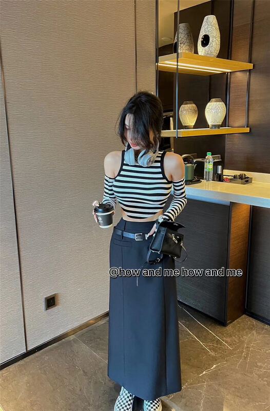 Autumn is new!【 HOW AND ME Cheng Xi】Temperament texture high waist skirt (with belt) 5156# CQW