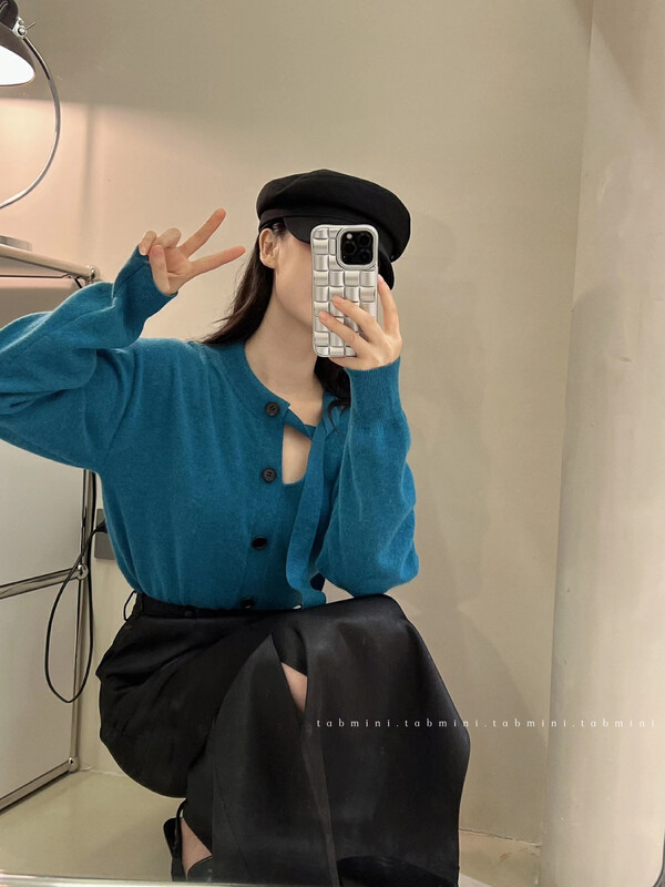 Autumn is new! [TABMINI] Korean solid color hollow design short warm sweater 15288-A# WPL