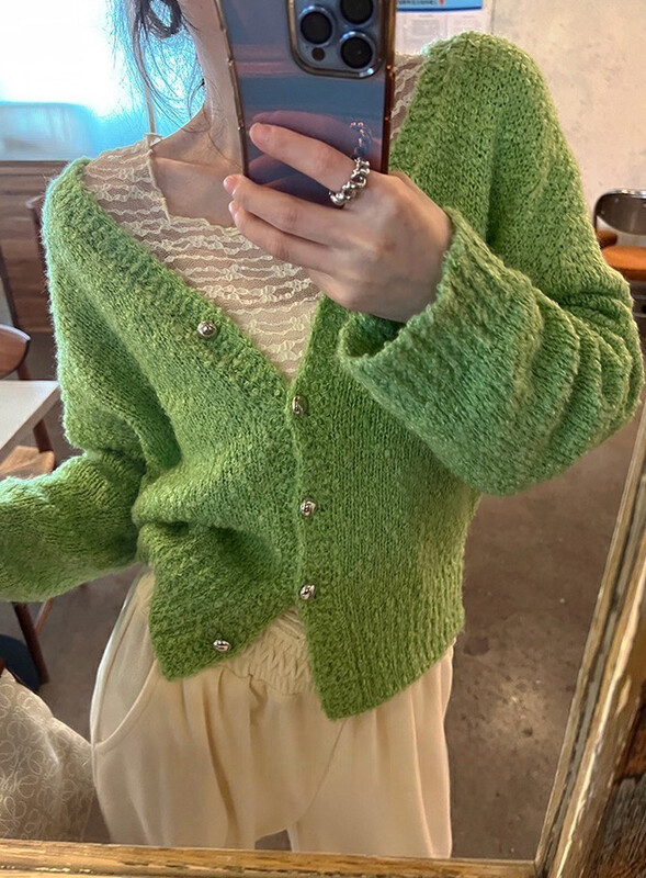 【ING】Korean style gentle and lazy V-neck sweater ING-w3601