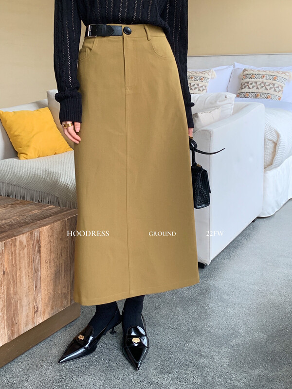 New in autumn! [Fire HOODRESS] commuter suit fabric unilateral leather button design skirt 22342# JHY