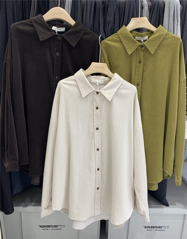 New in early autumn! [SANBARA] Korean version of simple corduroy shirt 9762# LSW