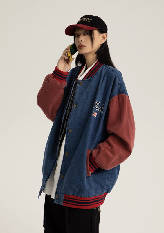 New in autumn! [LAB EEDA] Fashion casual stitching design American retro denim jacket W3852# OZQ