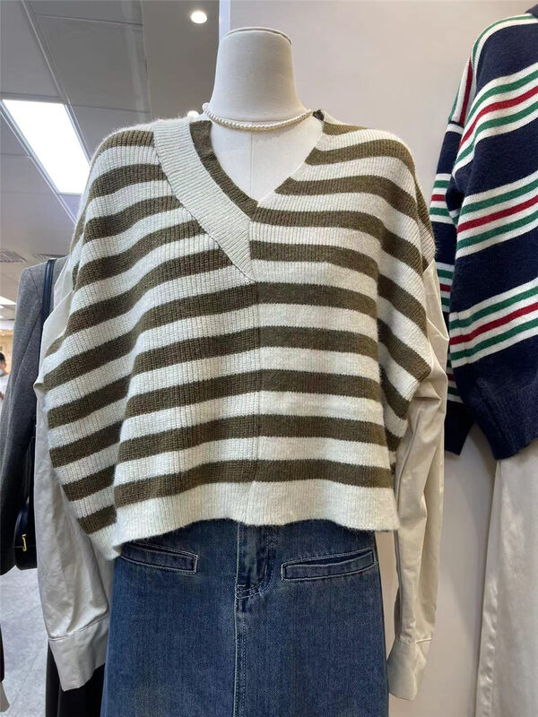 New in autumn!【SUSAN】V-neck pullover striped sweater 81750# LSW
